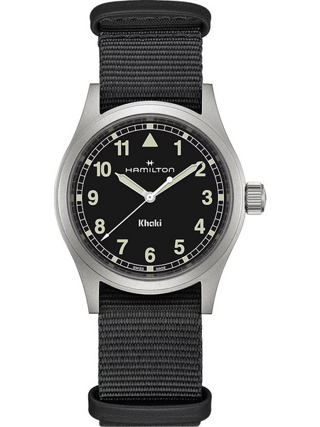 Hamilton Khaki Field Ανδρικό Ρολόι με Μαύρο Υφασμάτινο Λουράκι H69401430
