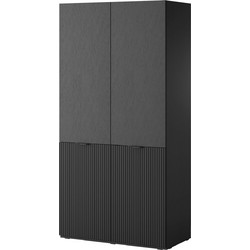PoliHome Δίφυλλη Ντουλάπα Ρούχων Palermo Μαύρη 101x49x200cm 162806469