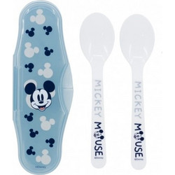 Stor Mickey Full Of Smiles Σετ Βρεφικά Κουτάλια με Θήκη 10m+ Λευκά 2τμχ