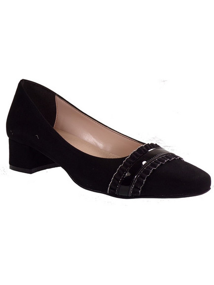 Katia Shoes Γόβες Suede με Χοντρό Χαμηλό Τακούνι Μαύρες 11-5037