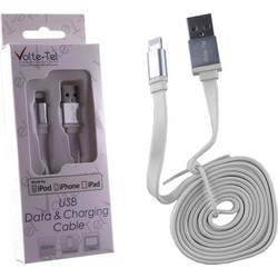 Volte-Tel Flat USB-A to Lightning Cable 1m Silver 5205308146305