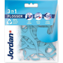 Jordan 3 in 1 Flosser Blue Οδοντικό Νήμα με Λαβή 36τμχ