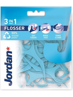 Jordan 3 in 1 Flosser Blue Οδοντικό Νήμα με Λαβή 36τμχ