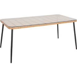 FreeBox Ορθογώνιο Τραπέζι Κήπου Rattan Μπεζ 159.5x89.5x72cm FB95538.11