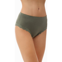 Minerva Fimelle Elegance Ψηλόμεσο Γυναικείο Slip με Δαντέλα Χακί 90-81848-111