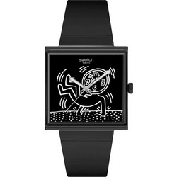 Swatch Γυναικείο Ρολόι με Μαύρο Καουτσούκ Λουράκι SO34Z103