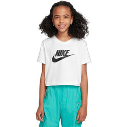 Nike Παιδικό Crop Top Κοντομάνικο Λευκό FZ5548-100
