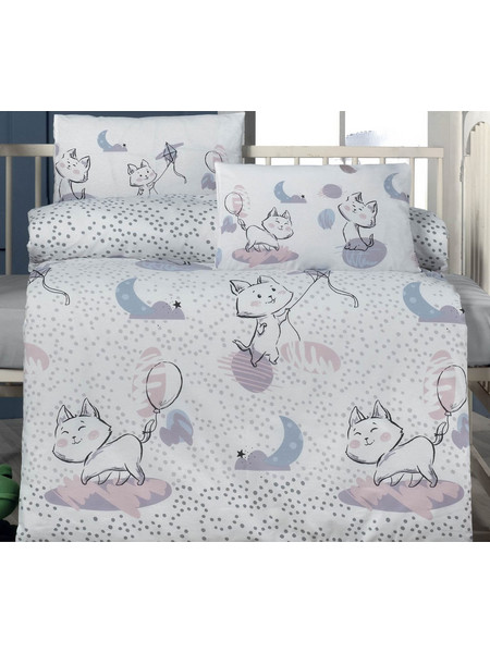 Beauty Home Art 5614 Σετ Βρεφικά Σεντόνια Κούνιας Βαμβακερά 100x150 Grey/Lilac