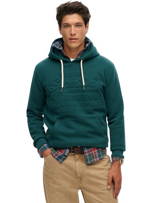 Superdry D2 Ovin Ανδρική Ζακέτα Φούτερ με Κουκούλα και Φερμουάρ Πετρόλ M2013696A-A7J