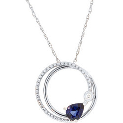 Million Diamonds Γυναικείο Κολιέ από Λευκόχρυσο 14K με Διαμάντι & Ζαφείρι MD21276
