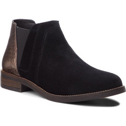 Clarks Demi Beat Γυναικεία Μποτάκια Αστραγάλου Suede Μαύρα με Χοντρό Χαμηλό Τακούνι 261353574