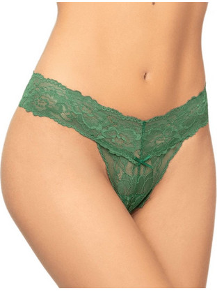 Milena By Paris Γυναικείο Sexy String με Δαντέλα Πράσινο 7580
