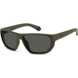 Polaroid Eyewear PLD7057S DLDM9 Ανδρικά Γυαλιά Ηλίου Ορθογώνια Κοκάλινα Πράσινα με Μαύρο Φακό