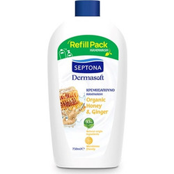 Septona Dermasoft Organic Honey & Ginger Κρεμοσάπουνο Refill 750ml