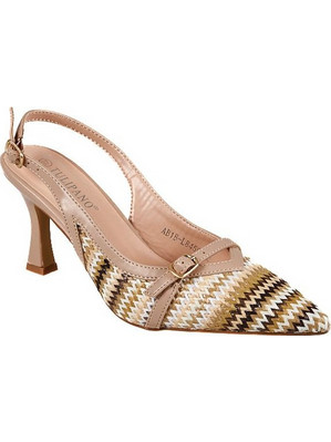 Elenross Γόβες Slingback με Λεπτό Ψηλό Τακούνι Μπεζ GS09815W