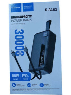 Takemore K-A163 Power Bank 30000mAh 22.5W με Θύρα USB-A & Θύρα USB-C Power Delivery