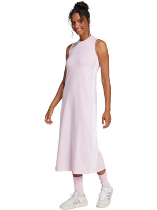 Adidas Essentials 3-Stripes Midi Καλοκαιρινό Αθλητικό Φόρεμα Ροζ JE1207