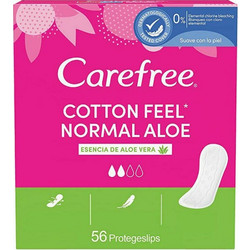 Carefree Cotton Feel Normal Aloe Σερβιετάκια για Ελαφριά Ροή 2 Σταγόνες από Βαμβάκι 56τμχ