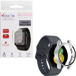 Volte-Tel Πλαστική Θήκη Tempered Glass για Samsung Galaxy Watch 5 44mm Ασημί