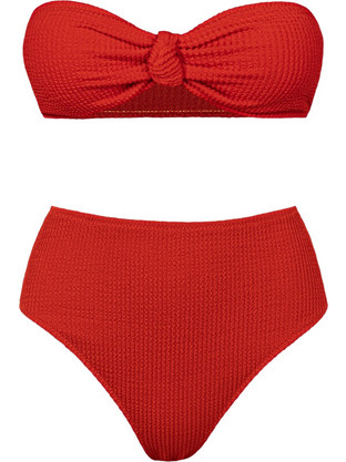 Rock Club Bikini Set Strapless Ψηλόμεσο Κόκκινο BP-5003