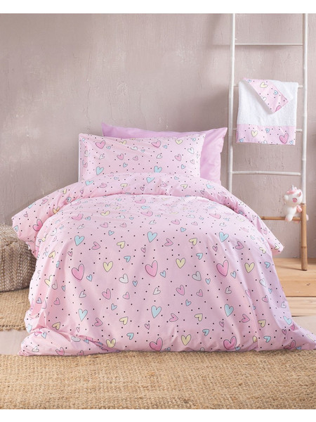Rythmos Σετ Σεντόνια Μονά Βαμβακερά 160x260 Symbol Pop Hearts