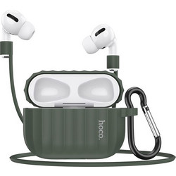 Hoco WB20 Fenix Σετ Θήκη Σιλικόνης με Γάντζο για Apple AirPods Pro 1 Χακί