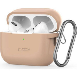 Tech-Protect Θήκη Σιλικόνης με Γάντζο για Apple AirPods Pro 1 / 2 Μπεζ