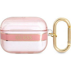 Guess Strap Collection Θήκη Σιλικόνης με Γάντζο για Apple AirPods Pro 1 Ροζ