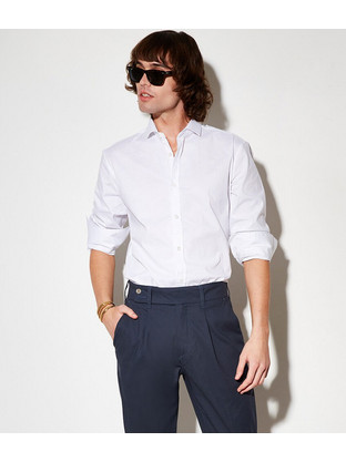 Stefan Ανδρικό Πουκάμισο Βαμβακερό Μακρυμάνικο Slim Fit Λευκό 9029-SS24