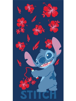 Stitch Red Flowers Παιδική Πετσέτα Θαλάσσης Navy Μπλε 90x170cm 131066