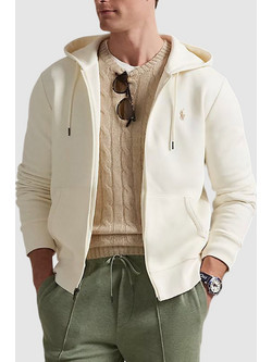Ralph Lauren Ανδρική Ζακέτα Φούτερ με Κουκούλα και Φερμουάρ Nude 710881517-066