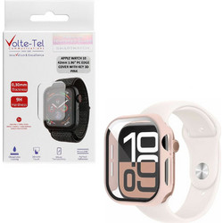 Volte-Tel Πλαστική Θήκη Tempered Glass για Apple Watch 10 42mm Ροζ