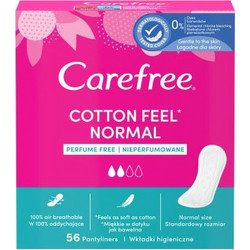 Carefree Cotton Feel Normal Σερβιετάκια για Ελαφριά Ροή 2 Σταγόνες από Βαμβάκι 56τμχ