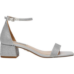 Steve Madden 'Gena-R Γυναικεία Πέδιλα Ασημί με Χοντρό Χαμηλό Τακούνι και Στρας SM1100358