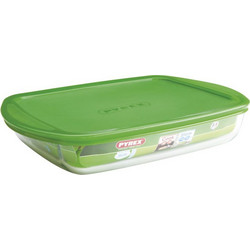 Pyrex Δοχείο Φαγητού Γυάλινο Κατάλληλο για Φούρνο Μικροκυμάτων 1.5lt Διαφανές Πράσινο