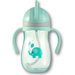 Baby Cloud Εκπαιδευτικό Ποτηράκι με Καλαμάκι Ελεφαντάκι Γαλάζιο