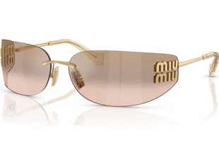 Miu Miu MUA51S 5AK20P Γυναικεία Γυαλιά Ηλίου Μάσκα Μεταλλικά Χρυσά με Καφέ Φακό