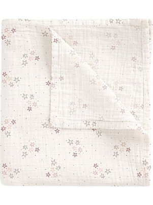 BimbiDreams Stars Πάνα Αγκαλιάς από Μουσελίνα Ροζ 120x120cm