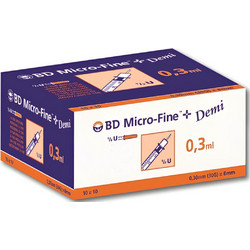 BD Micro-Fine Σύριγγες 0.3ml με Βελόνα Ινσουλίνης 30G 8mm 10τμχ