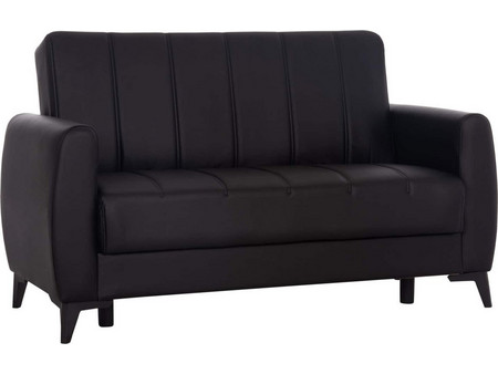 HomeMarkt Nikko Διθέσιος Καναπές Κρεβάτι από Δερματίνη με Αποθηκευτικό Χώρο Μαύρος 144x75x84cm HM3293.11