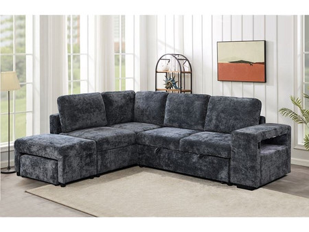 Woodwell Flexy Γωνιακός Καναπές Κρεβάτι με Αποθηκευτικό Χώρο Ανθρακί 250x204x91cm Ε9503,2