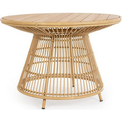 Kare Design Adelma Στρογγυλό Τραπέζι Κήπου Rattan Μπεζ 110x75cm KA-0660428