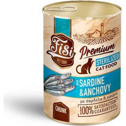 FISI Premium Adult Sterilised Chunks with Sardine & Anchovy 400gr