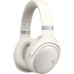 Havit H630BT Ενσύρματα & Ασύρματα Bluetooth Ακουστικά Over Ear με Noise Cancelling Μπεζ Ασημί