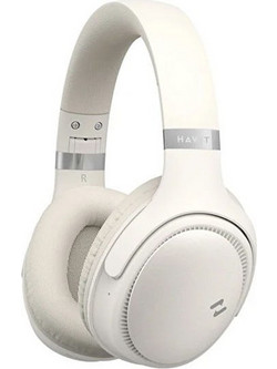 Havit H630BT Ενσύρματα & Ασύρματα Bluetooth Ακουστικά Over Ear με Noise Cancelling Μπεζ Ασημί