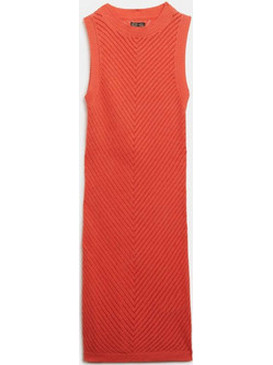 Superdry Midi Καλοκαιρινό Καθημερινό Φόρεμα Πλεκτό Πορτοκαλί W8011870A