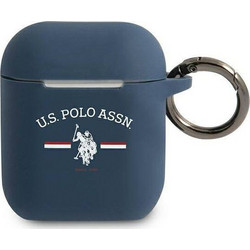 U.S. Polo Assn. Θήκη Σιλικόνης με Γάντζο για Apple AirPods 1 / 2 Μπλε