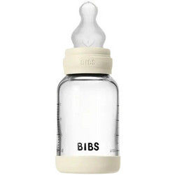 BIBS Γυάλινο Μπιμπερό με Θηλή Σιλικόνης κατά των Κολικών Beige 120ml