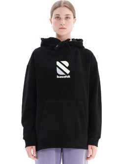 Basehit Γυναικείο Φούτερ Oversized με Κουκούλα & Τσέπες Μαύρο 222.BW20.70