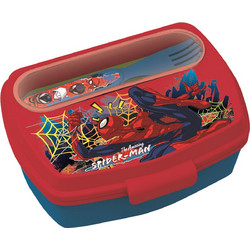 Stor Spiderman Moving Target Πλαστικό Παιδικό Σετ Δοχείο Φαγητού Κόκκινο